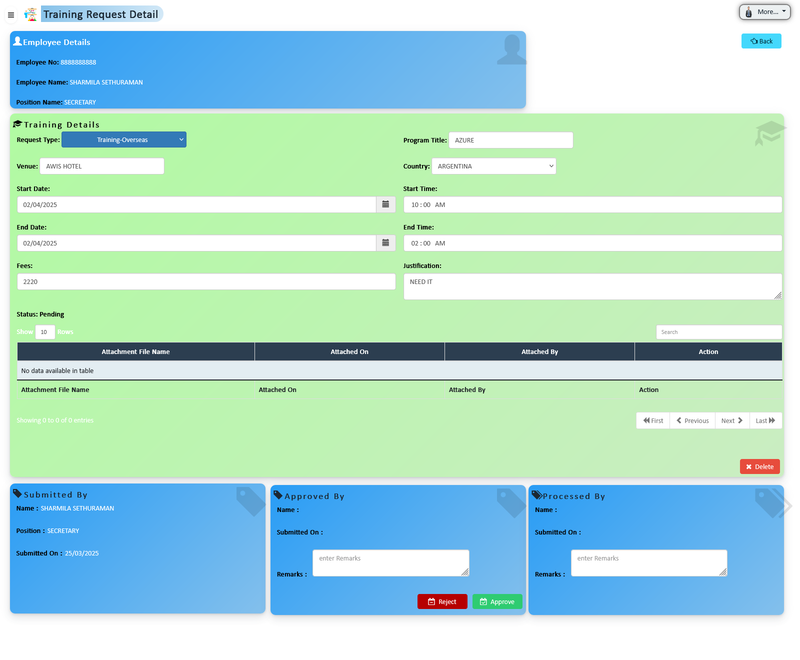 Training Request Approval